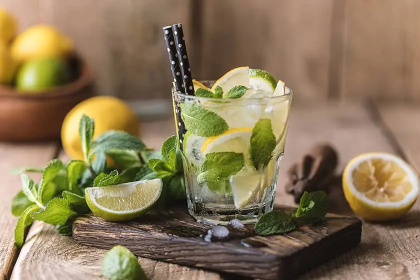 نوشیدنی لیمو و نعناع بدون شکر