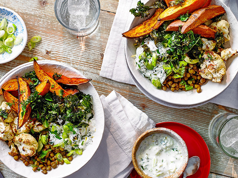 Bowl-of-roasted-veggies-and-lentils