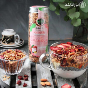گرانولا وگان بری | حاوی کرنبری و توت فرنگی و بادام درختی | بدون گلوتن | 370 گرم