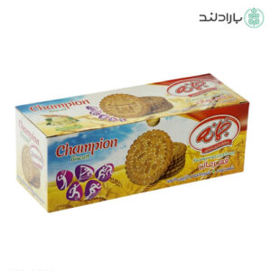 بیبیسکویت جو سبوس‌دار قهرمان حاوی شهد توت، شیره خرما و تزئین کنجد جمانه